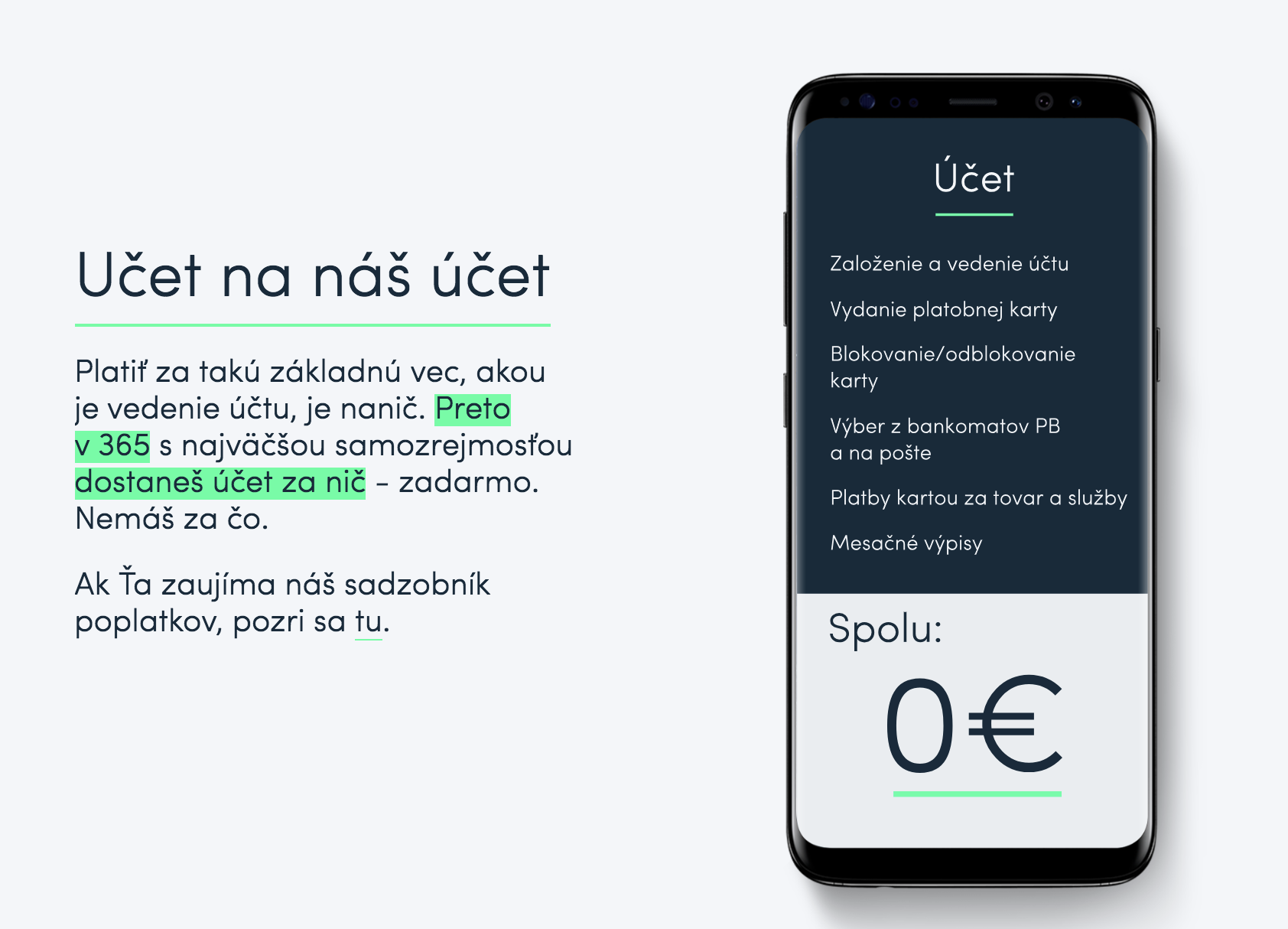 účet zadarmo 365 banka