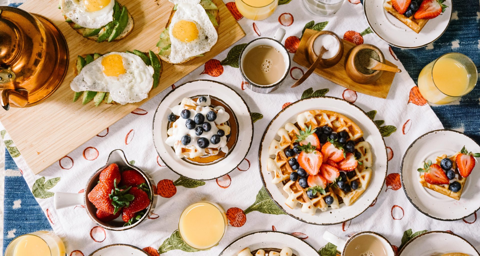 round white ceramic plate filled with waffle